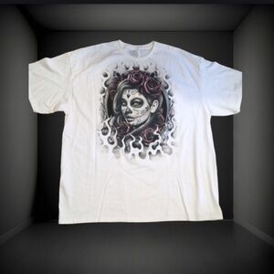 Men's Pinup Graphic Sugar Skull T Shirt Short Sleeve Sz 3xl NWOT